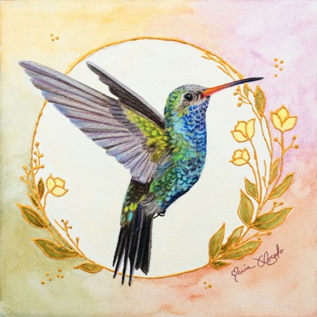bird -hummingbird - broad-billed circle of gold